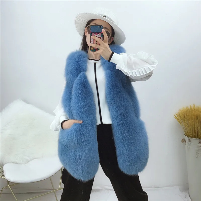 Real Fur Fox Vest natural Fox Fur Waistcoat whole skin fox sleeveless jacket woman winter warm enlarge