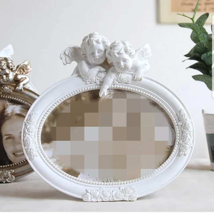 7 inch white oval Ретро фоторамки золотистого цвета, семейные свадебные фоторамки для пар, Фоторамки из смолы, стеклянные рамки для домашнего декора, овальные прямоугольные - Цвет: 7 inch white oval