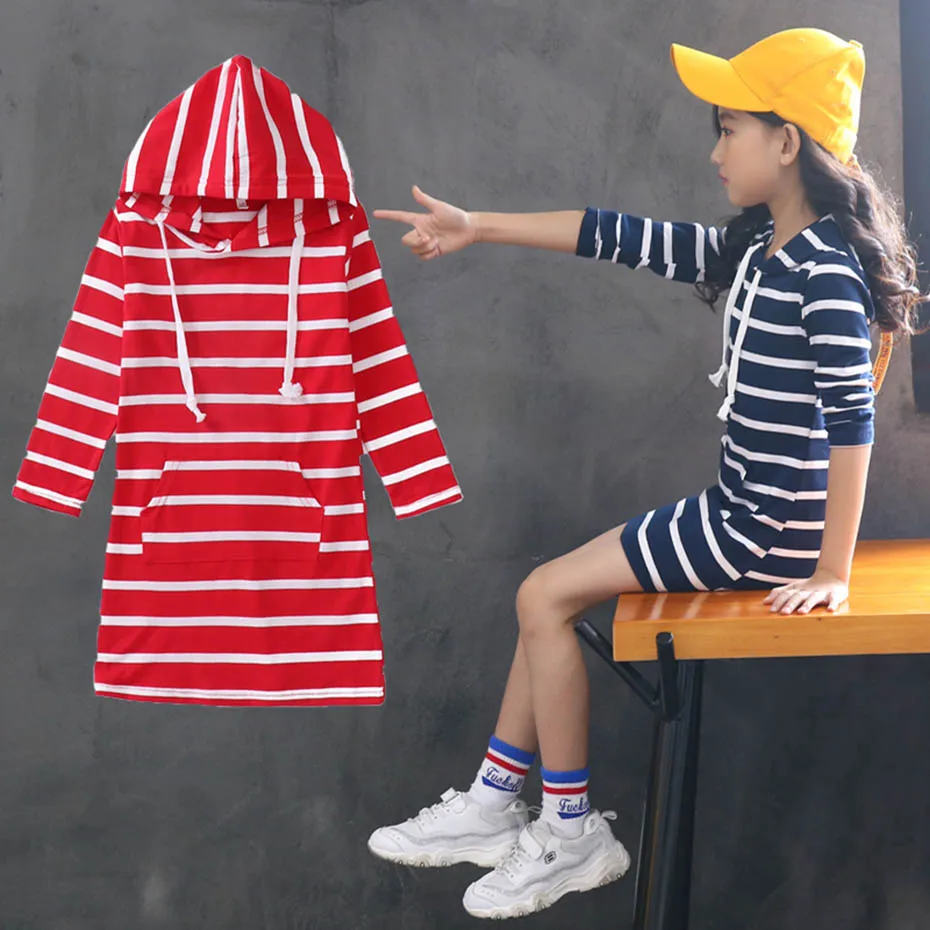 Платья для девочек приталенное платье в полоску длинные худи детское вечерние