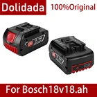 Аккумуляторная литий-ионная батарея 18 в 1800, 0 мАч для Bosch, 18 в, 18 А  ч, резервная портативная запасная батарея BAT609, Световой индикатор
