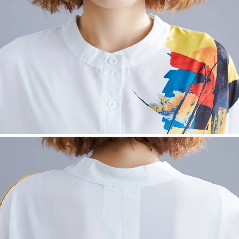 Женский комплект из 2 предметов Повседневная рубашка с асимметричным принтом и