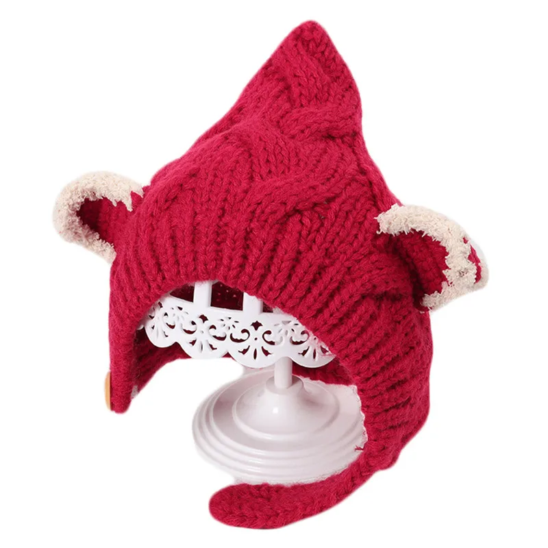 Детская Вязаная Шапка бини с кошачьими ушками на осень/зиму|Мужская Skullies &