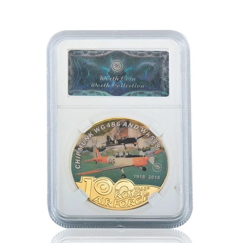 coin with case1 WR Королевские ВВС 100-летие золотые металлические монеты оригинальная копия монеты коллекционные вещи евро копия монеты подарки на день рождения сувенир - Цвет: coin with case1
