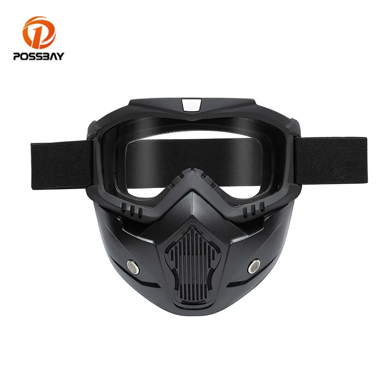 Мотоциклетные очки POSSBAY с маской съемные открытым лицом винтажные мотоциклетные