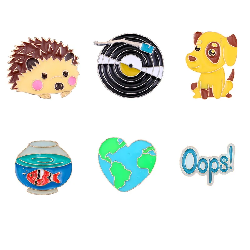 Мультфильм Щенок Ежик маленькие животные капель масло брошь ювелирные изделия