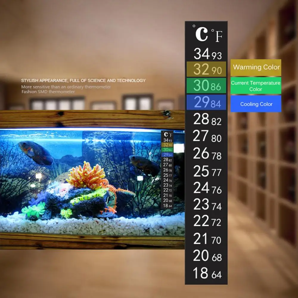 

Practical 3Pcs Multi Purpose Dual Scale Aquarium Fish Tank Temperature Thermometer Sticker Adhesive Sticky Temperature Gauge