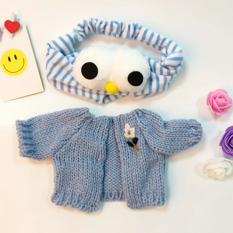 Милые аксессуары для кукол Kawaii девушки повязка для волос мыть лицо бег макияж полосы LaLafanfan кафе утенок плюшевая игрушка Подарки для девочек - Цвет: blue