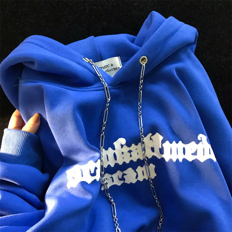 Синий свитер с капюшоном Klein Женский дизайнерский в стиле жареной уличной моды