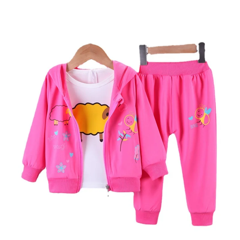 

Toddler Boys Girls Sport Cotton Clothing Set Baby Spring Autumn Hooded Jacket Coat Shirt Pants Tracksuit Children Kid 3Pc Outfit
