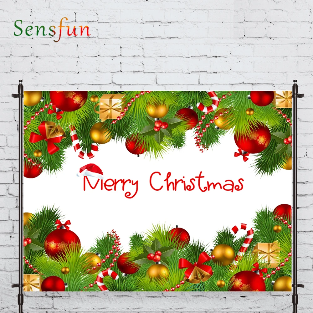 

LEVOO Photophone Backdrop Christmas Colored Balls Pine Apple Photocall Decor Fabric New Shoot Photography Backdrop