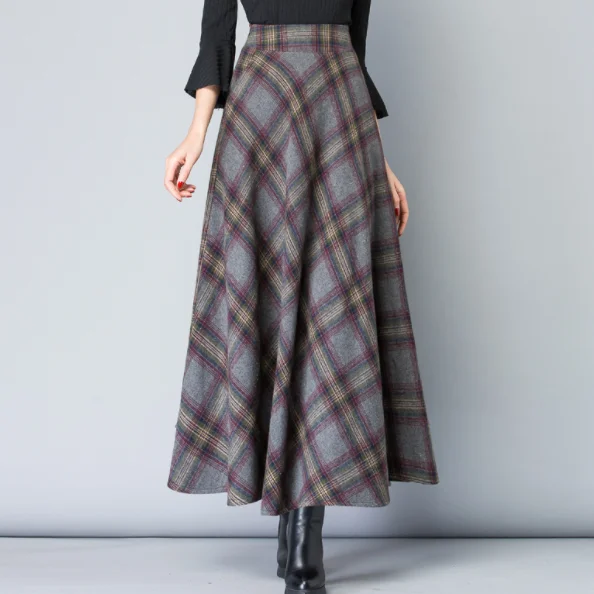 Трапециевидные зимние юбки женские теплые дизайнерские офисные длинные