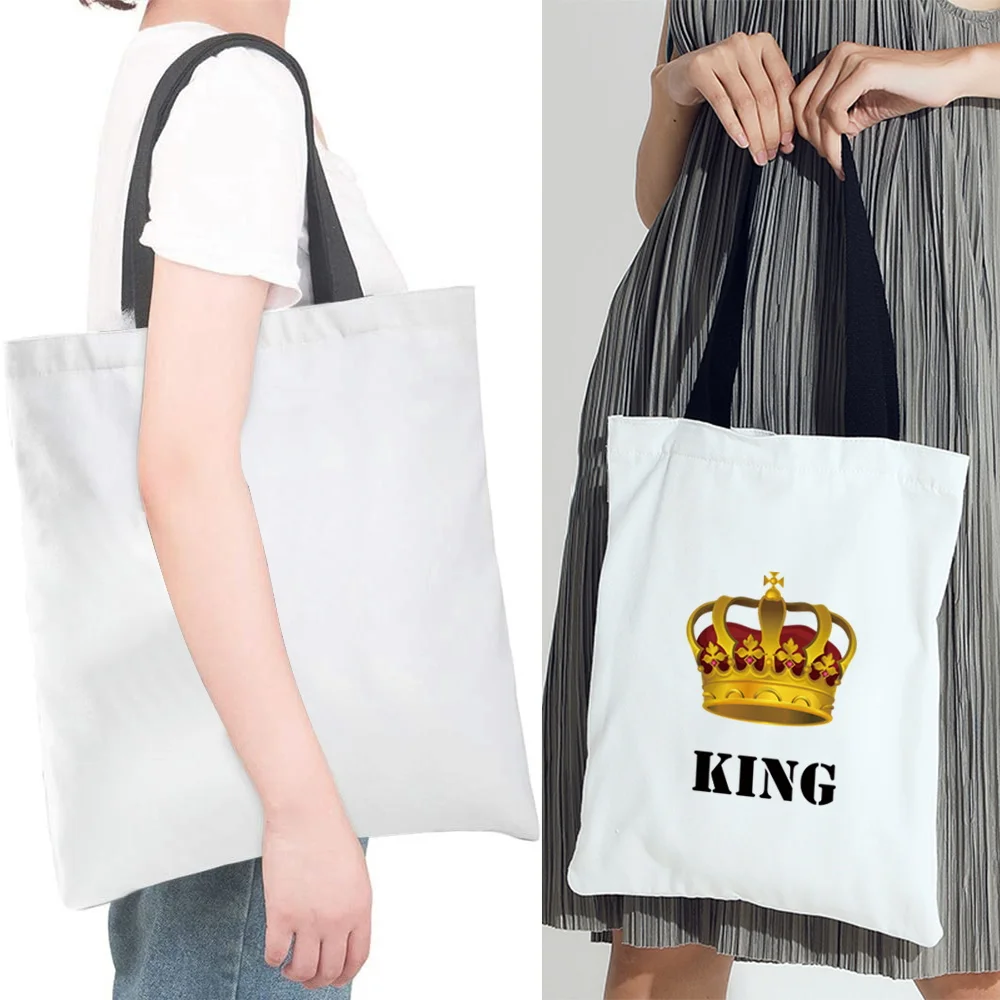

Ladies Shopping Bag Reusable Eco-friendly Tote Bag King&Queen Series Fashion Shoulder Bag Foldable Portable Handbag Bolsas