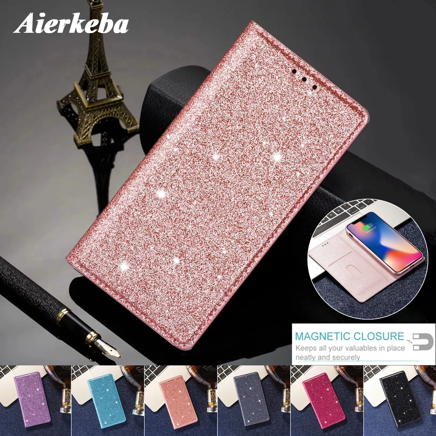 Блестящий кожаный магнитный флип-чехол для IPhone X Xr Xs 11 pro Max Bling кошелек держатель для карт Обложка для книги для IPhone 8 7 6 6s Plus