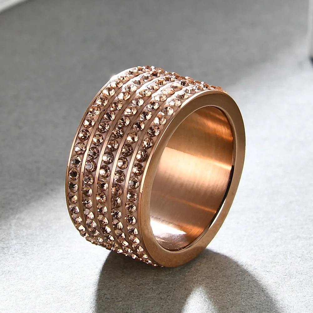 Модные ювелирные изделия из нержавеющей стали кристалл свадебные кольца для