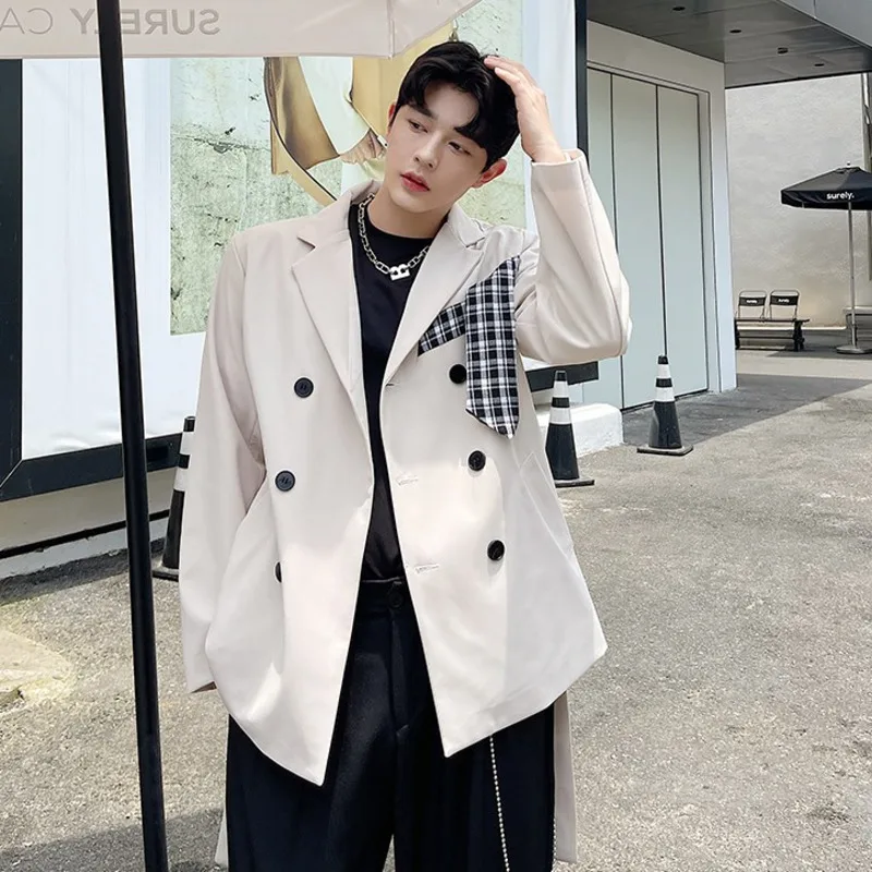 Мужской осенне-зимний приталенный двубортный Блейзер IEFB в Корейском стиле