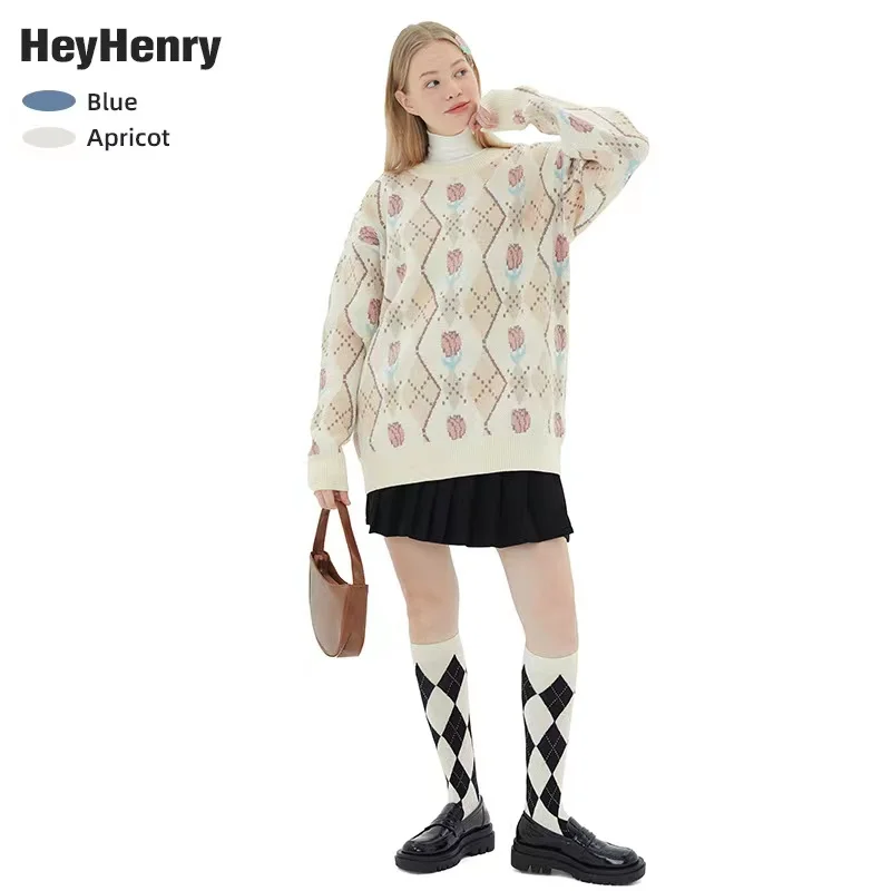 

Autumn new style literature and art is simple and versatile recreational lovers sweater loose round collar sweater men and women