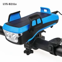 phone bracket solar power bicycle light 4000mah usb 2t6 led cycle riding front lamp bike headlight bell horn speaker accessories