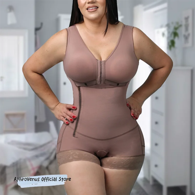 Faja Colombiana Mujer High Compression Skims Girdle With Sleeveless Bra Slimming Bodysuit With Zipper Waist Trainer Body Shaper
