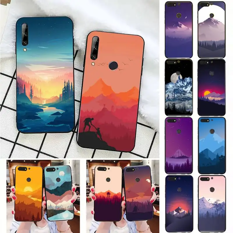 

Mountain Marble Moon Phone Case For Huawei Honor 7A 7C 8 8x 9 10 20lite Fundas Coque Bumper for Honor 10i 20i Capa