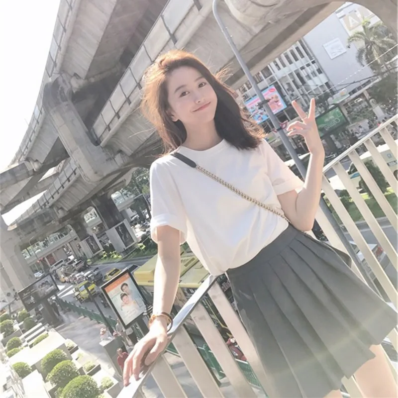 

2020 Summer Collocation Women Cotton Material Short Sleeve T-Shirt + Skirt Fashionable Foreign Air Age Reduction Two Piece Suit