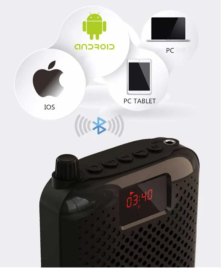 구매 K500 휴대용 마이크 블루투스 카드 스피커 녹음 기능 앰프 교사 가이드 교수형 고출력 스피커 메가폰
