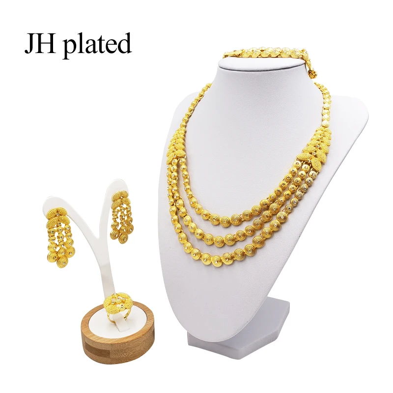 JHplated, женские Роскошные Ювелирные наборы из Дубаи, золотой цвет, Индия, Нигерия, африканские ювелирные аксессуары, свадебные ювелирные изделия, подарок
