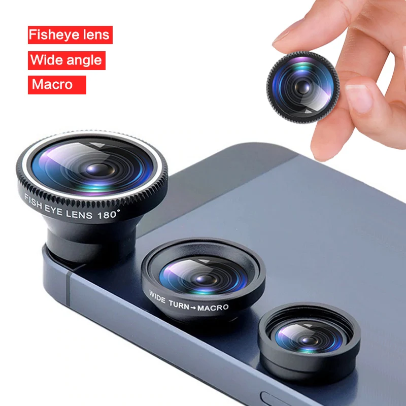 

3in1 Wide Angle Macro Fisheye Lens Camera Kits Mobile Phone Fish Eye Lenses with Clip 0.67x For Phone Tablet /Video &Camera