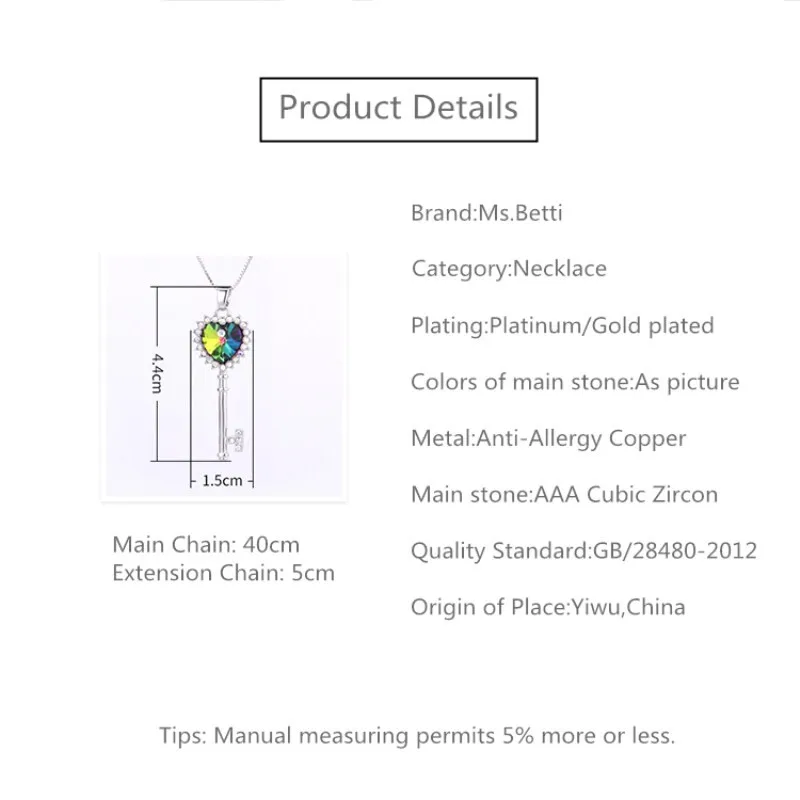 Новинка подвеска в виде ключа форме сердца Ms Betti с кристаллами из австрийского