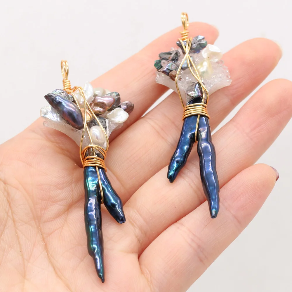 

Charm Fashion Irregular Shape Hand-wound Pearl Pendant Bouquet Shape for Jewelry Making DIY Accessories Fit Necklace Earrings