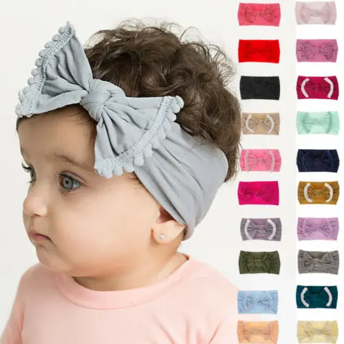 

Soft Baby/ Girls Kids Toddler Bow Hairband Headband Turban Big Bow Knot Head-Wrap MM