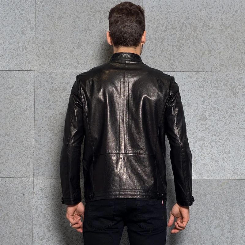 

Уличный панк из натуральной кожи, мужская куртка высокого качества Slim Fit черная короткая куртка для езды на мотоцикле на весну 2020 офисные ду...