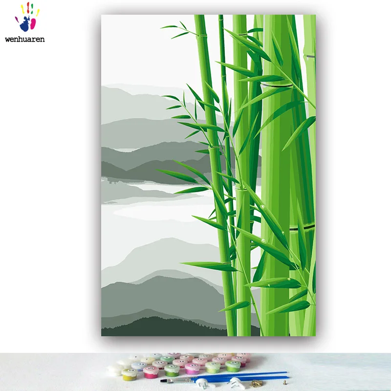 DIY картинки для раскраски по номерам с цветами древний бамбуковый лес Картина