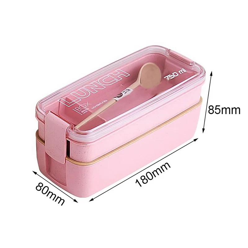 Контейнер для хранения еды 2 Ярусный из пшеничной соломы 1 шт.|Коробки обеда| |