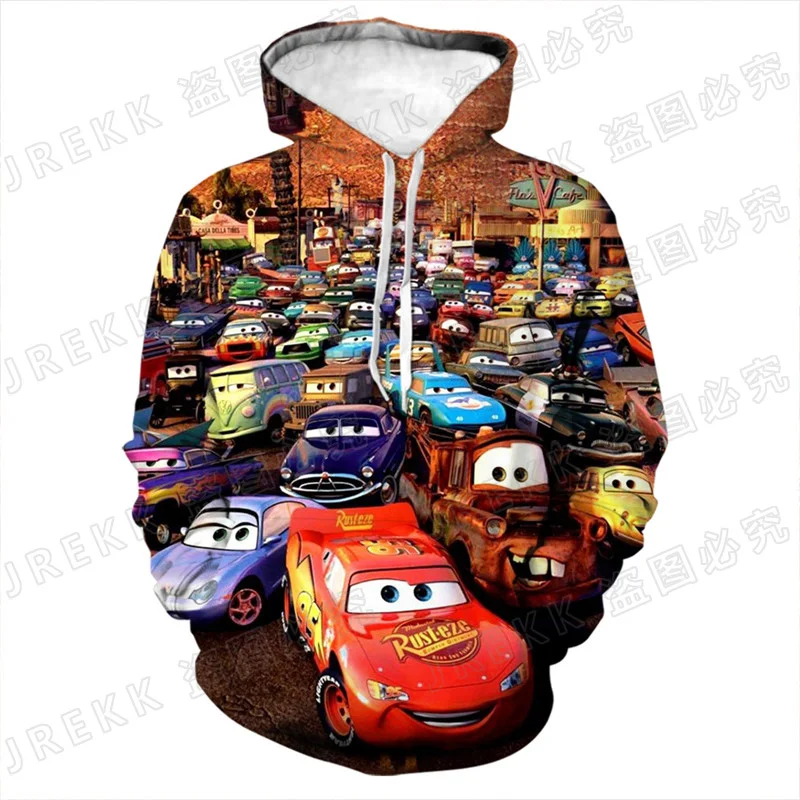 Толстовка унисекс с капюшоном пуловер 3D принтом машинок длинный рукав