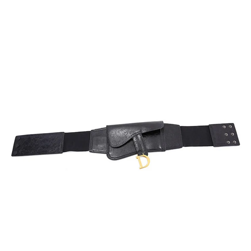 New Women Elastic Wide Belt Black Stretch PU Leather Waist Belt for Dress Corset Cinch Waistband DIY Three Dimensional Slim Belt