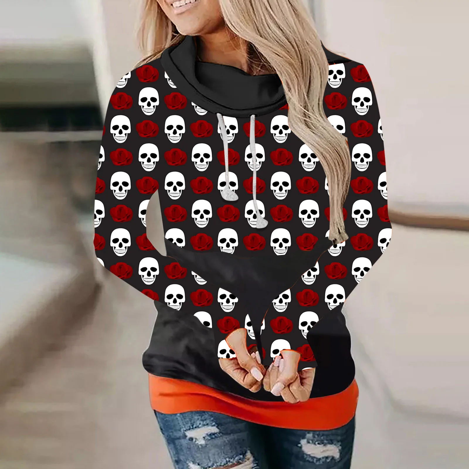 

Женская толстовка с капюшоном и принтом на Хэллоуин, Повседневная Блузка, пуловер Y2k Genshin Impact Кофта Женская одежда для женщин