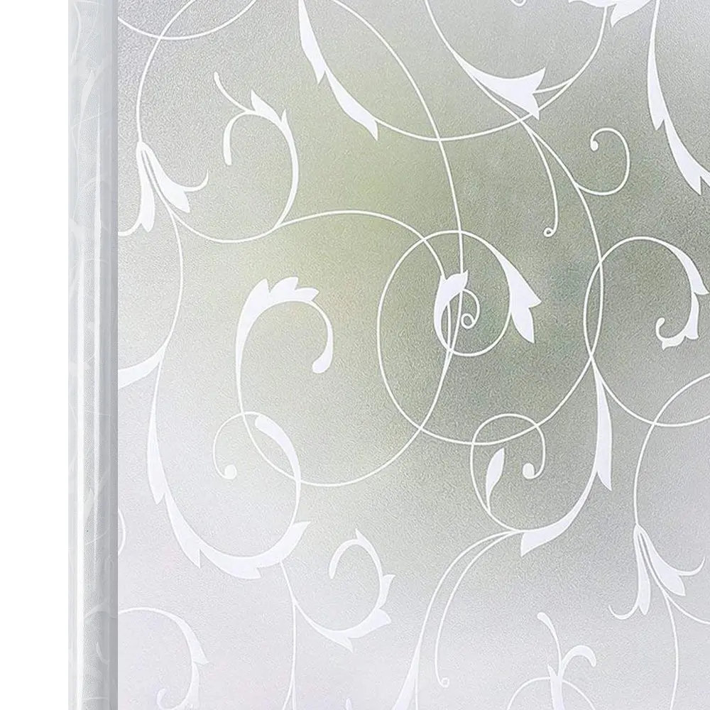 

High Privacy Frosted Window Film White Vine Self Adhesive Window Sticker Removable Stained Glass Decorative No Glue Window Vinyl