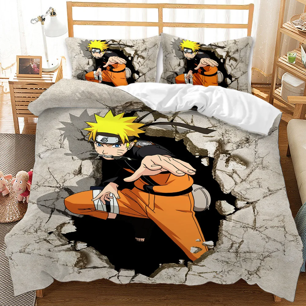 

Narutol style Children fashion Bedding Sets HD Digital Print Duvet Cover+ Pillowcase 2/3pcs Queen bed set US/AU/EU size