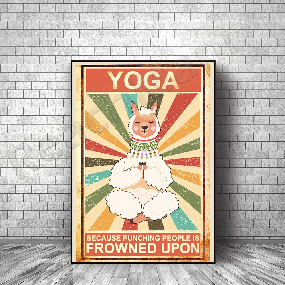 

Лама, Йога, потому что перфоратор не боится на плакате, плакат для любителей йоги, лама, медитация, искусство, Ретро Декор, Смешные животные п...