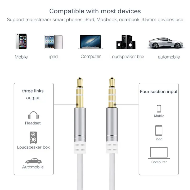 

3.5mm Jack Audio Cable 1.2m Stereo Aux Plug Cord With MIC Speakerphone In-Line Volume Control For Car Cellphone Tablet K3NB