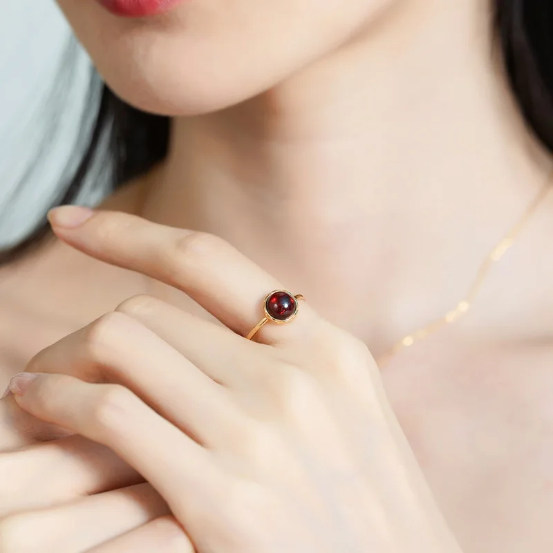 

925 Sterling Silver Ring Natural Moissanite Garnet Gemstone Adjustable Ring For Woman Wedding Engagement Fine Jewellry
