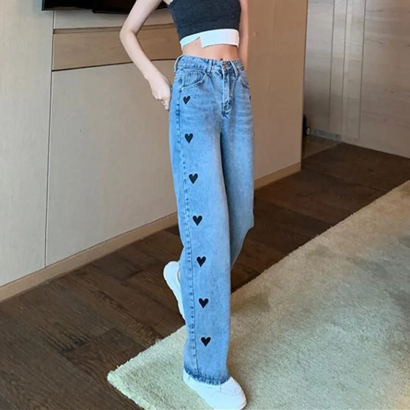 

Woman Jeans High Waist Clothes Wide Leg Denim Clothing Blue Streetwear Vintage Quality 2021 Fashion Harajuku Straight Pants
