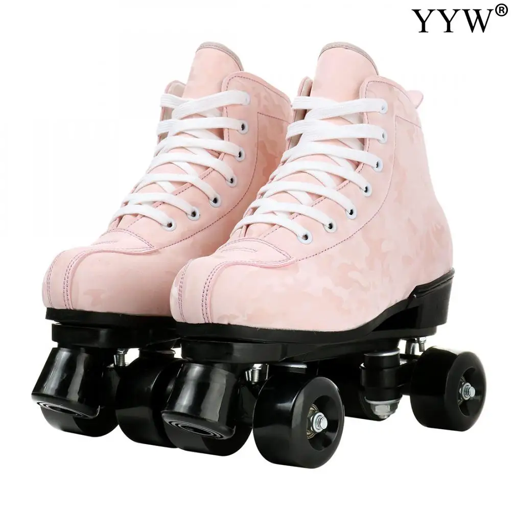 2022 Women Quad Roller Skates Sneakers Complete Shoes Outdoor Beginner Adult Bearings ABEC-7 Girls Skating Leather 4 Wheels