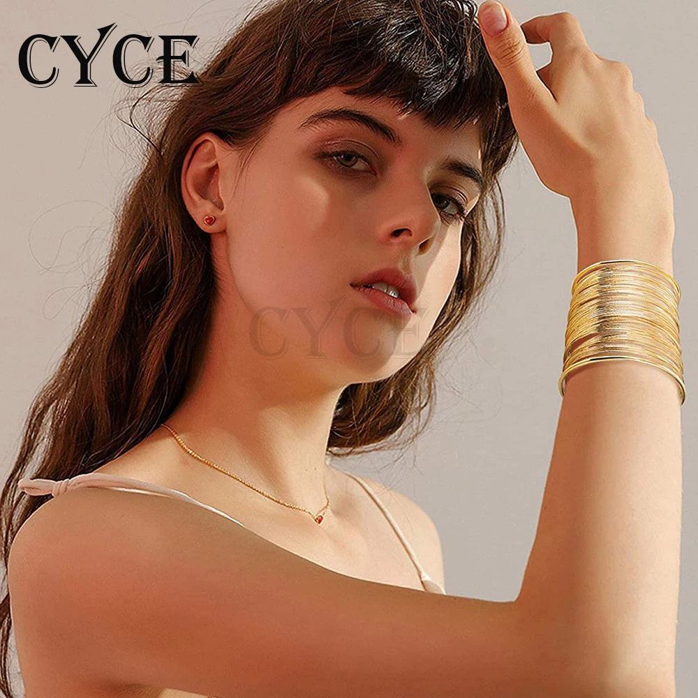 

CYCE 2021 New Multi-layer Hollow Steel C-shaped Open For Women Personality Punk Party Jewelry Gold Silver Armbands Accessories