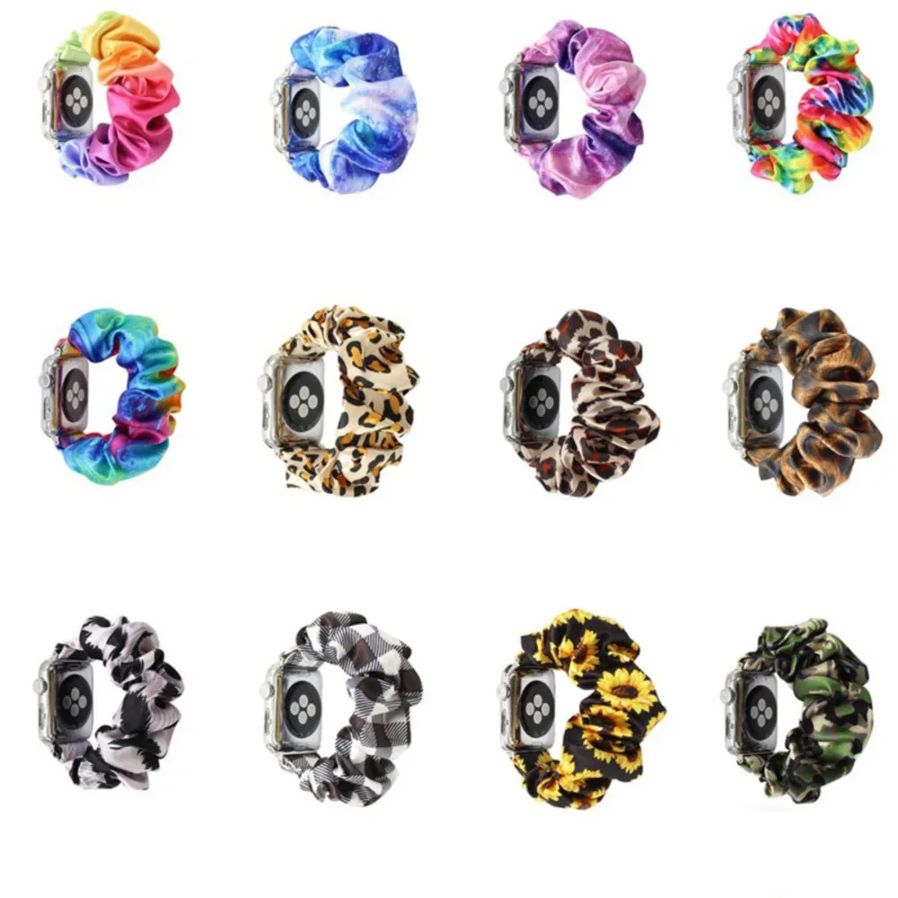 

Elastic Fabric DropResistance Strap Bracelet Watchband For Apple Iwatch 38mm/40mm 42mm/44mm Fashion Leopard Print Hair Tie Strap