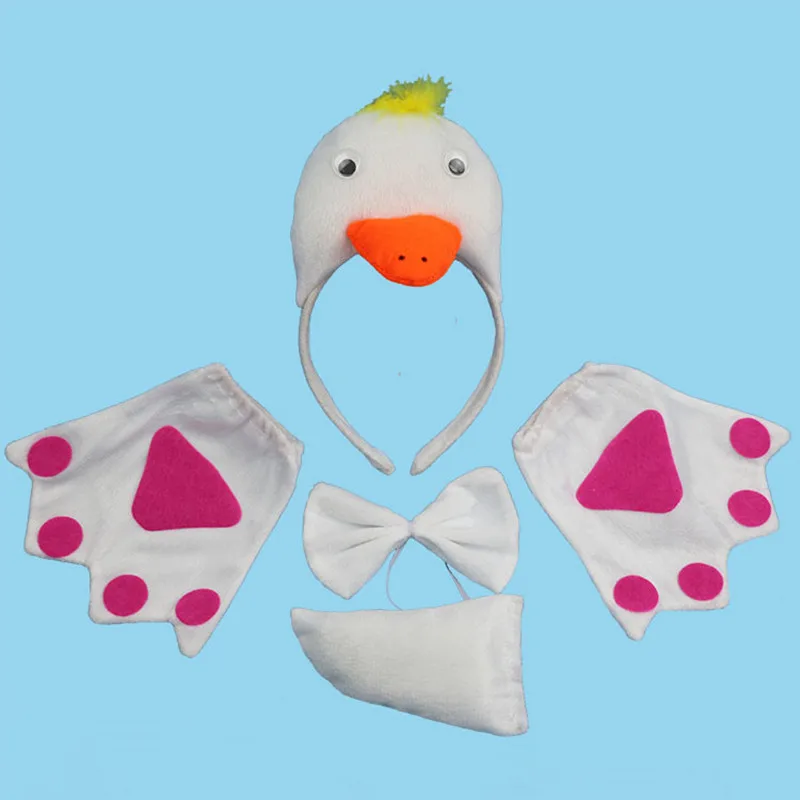 Детская повязка на голову с желтой уткой и животными перчатки хвостом галстуком