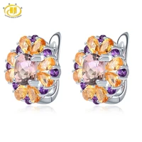 hutang natural ametrine crystal earring for women 5 95 carats natural gemstone colorful design 925 earring for womens gifts