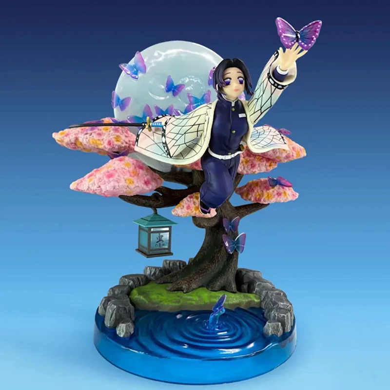 25cm Demon Slayer Kochou Shinobu Action Figure Gk Kimetsu No Yaiba Model Collection Toys Doll Christmas Gift With Box Leather Bag