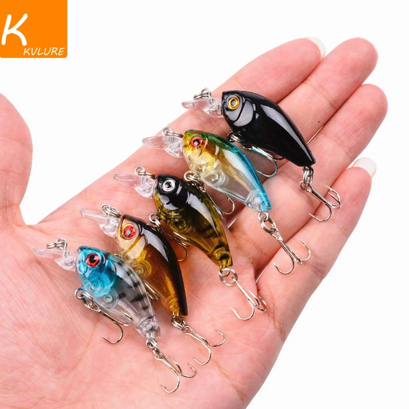 

4.5CM Crankbait Fishing Lure 3.5g 3D Eyes Hook Artificial Bait Hard Plastic Topwater Fishing Tackle Anti-corrosion Fish Hooks