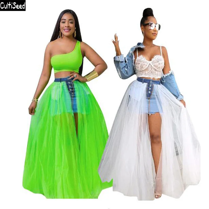 Cultiseed женские сексуальные джинсы пэчворк сетка для ночного клуба вечеринки юбки